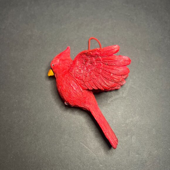 Decorative Red Resin Flying Northern Cardinal Bird Chrismas Tree Ornament 4" - Picture 3 of 5